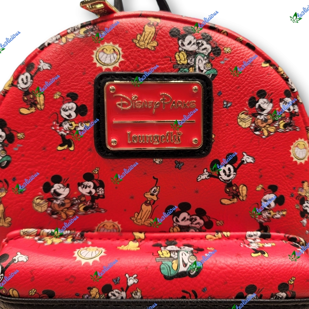 DISNEY PARKS LOUNGEFLY RETRO MINNIE MICKEY PLUTO BACKPACK - Picture 2 of 8